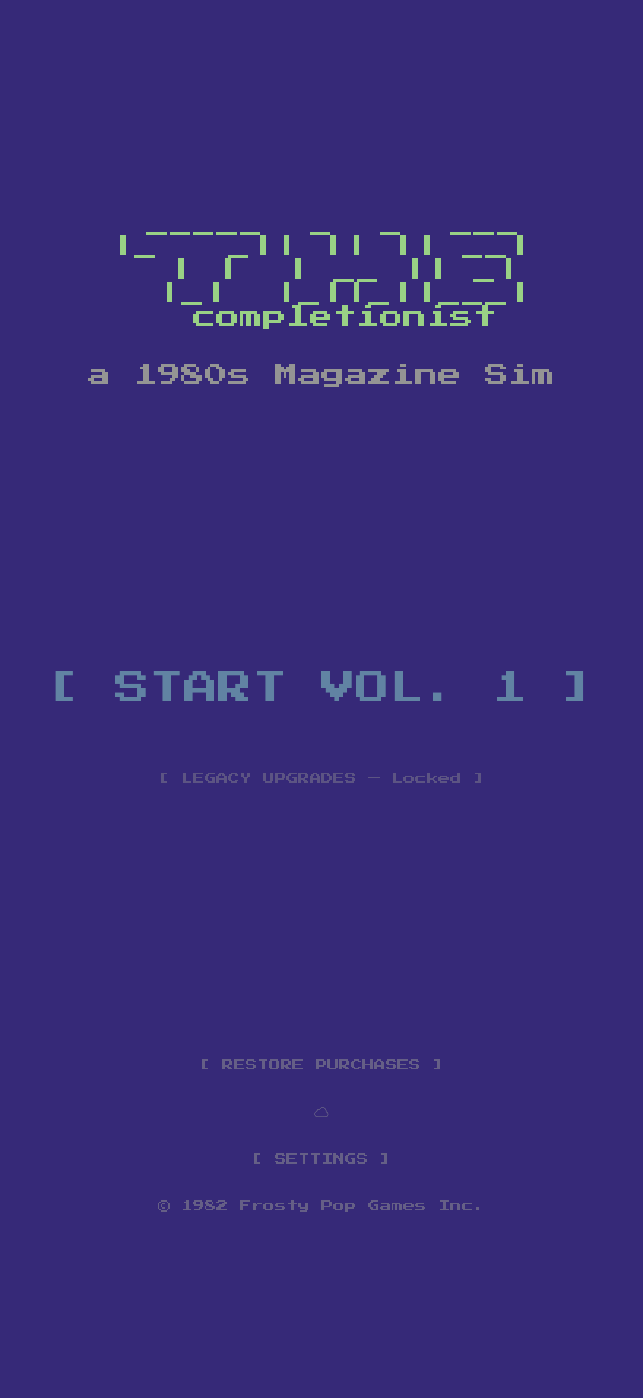 The Completionist title screen